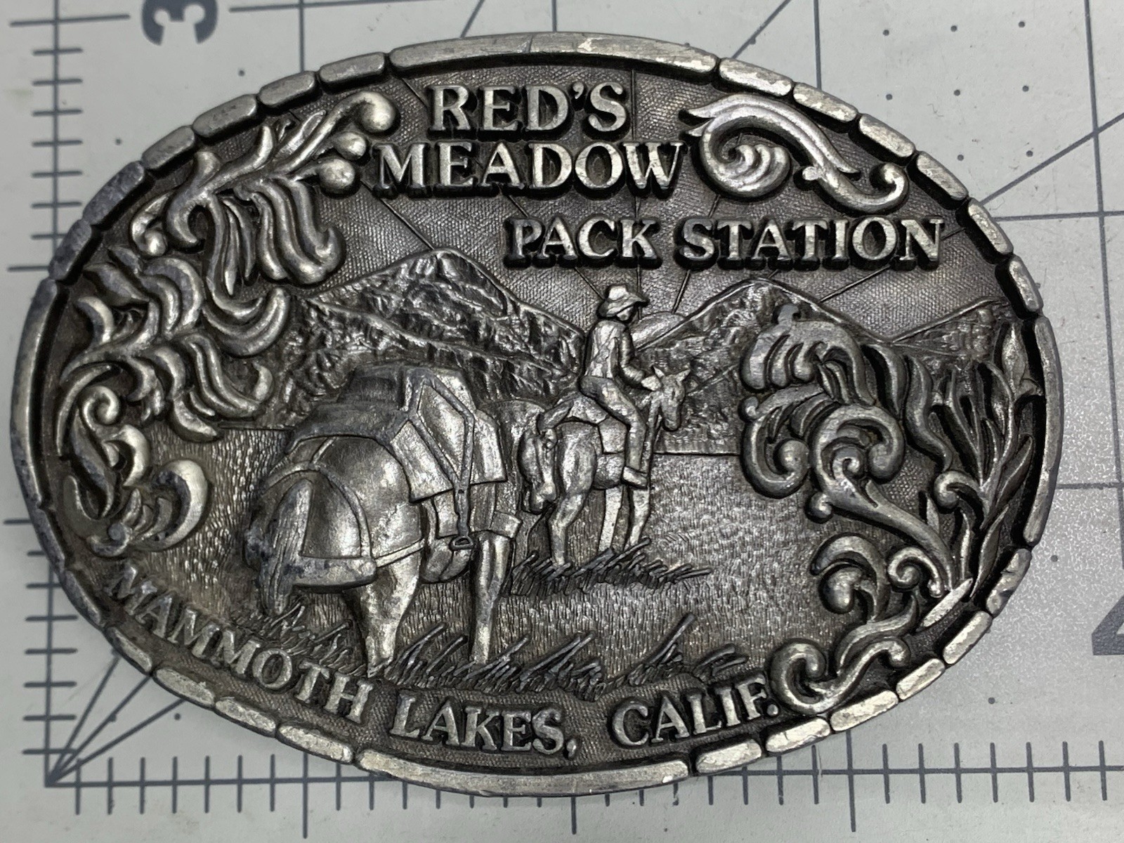 VTG PACIFIC BRASS AND BUCKLE “Red’s Meadow Pack Station” Mammoth Lakes, CA (B3)