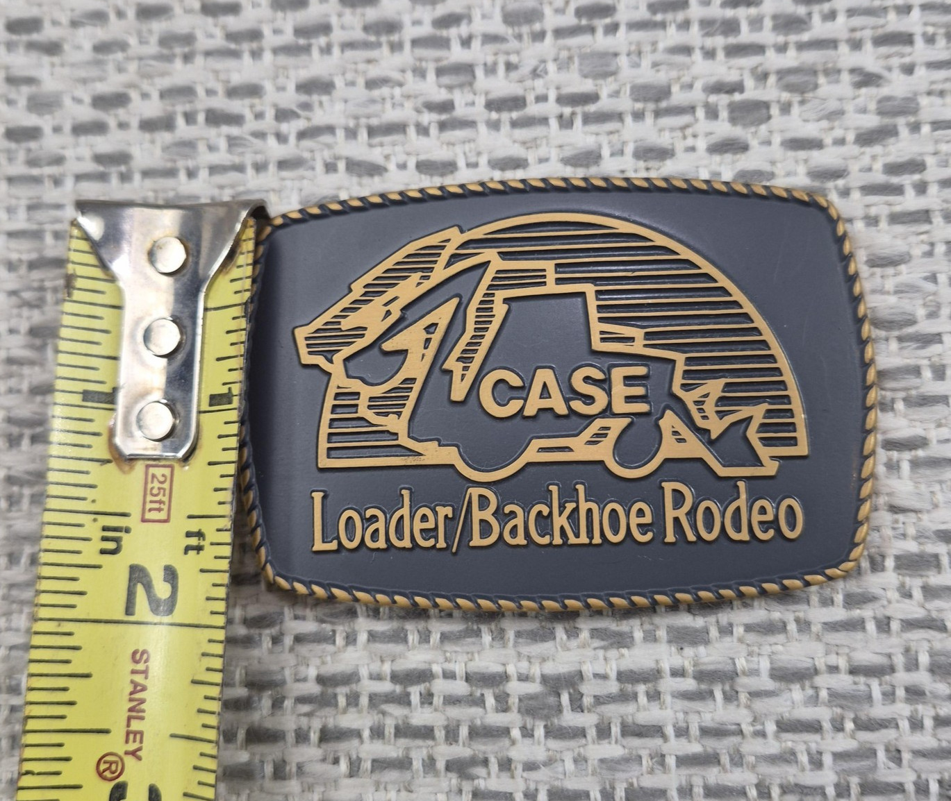 Case Loader Backhoe Rodeo Belt Buckle Mens Gold Brass Western Construction Logo