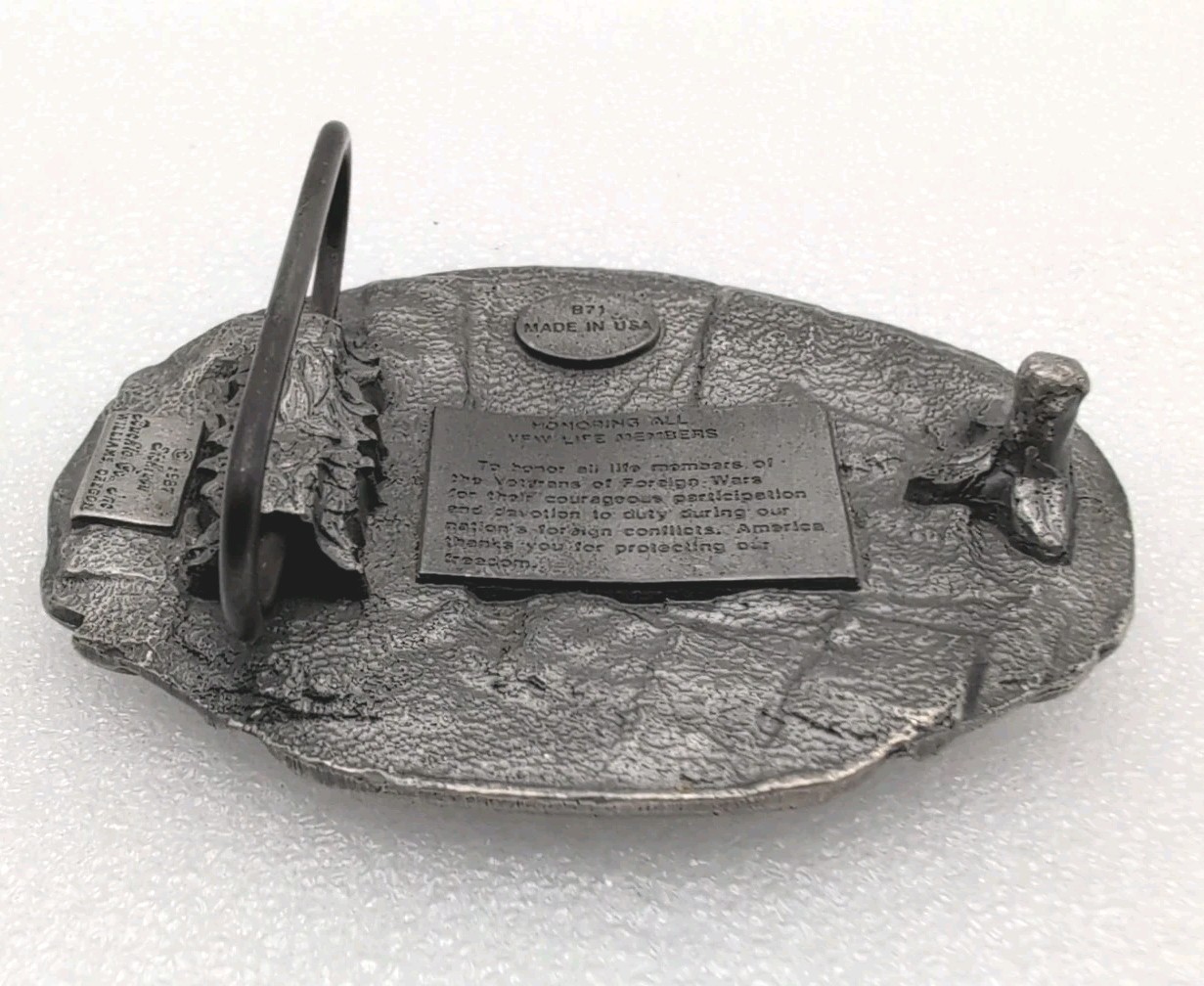 1987 VFW Belt Buckle Siskiyou Veterans of Foreign Wars USA Life Member Vintage