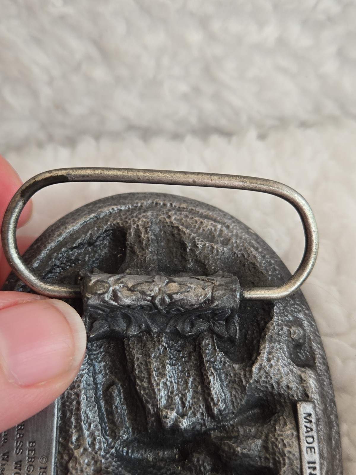 Vintage Bergamot Deer Belt Buckle #G-146 Glossy Colors Pewter 1983 Made In USA