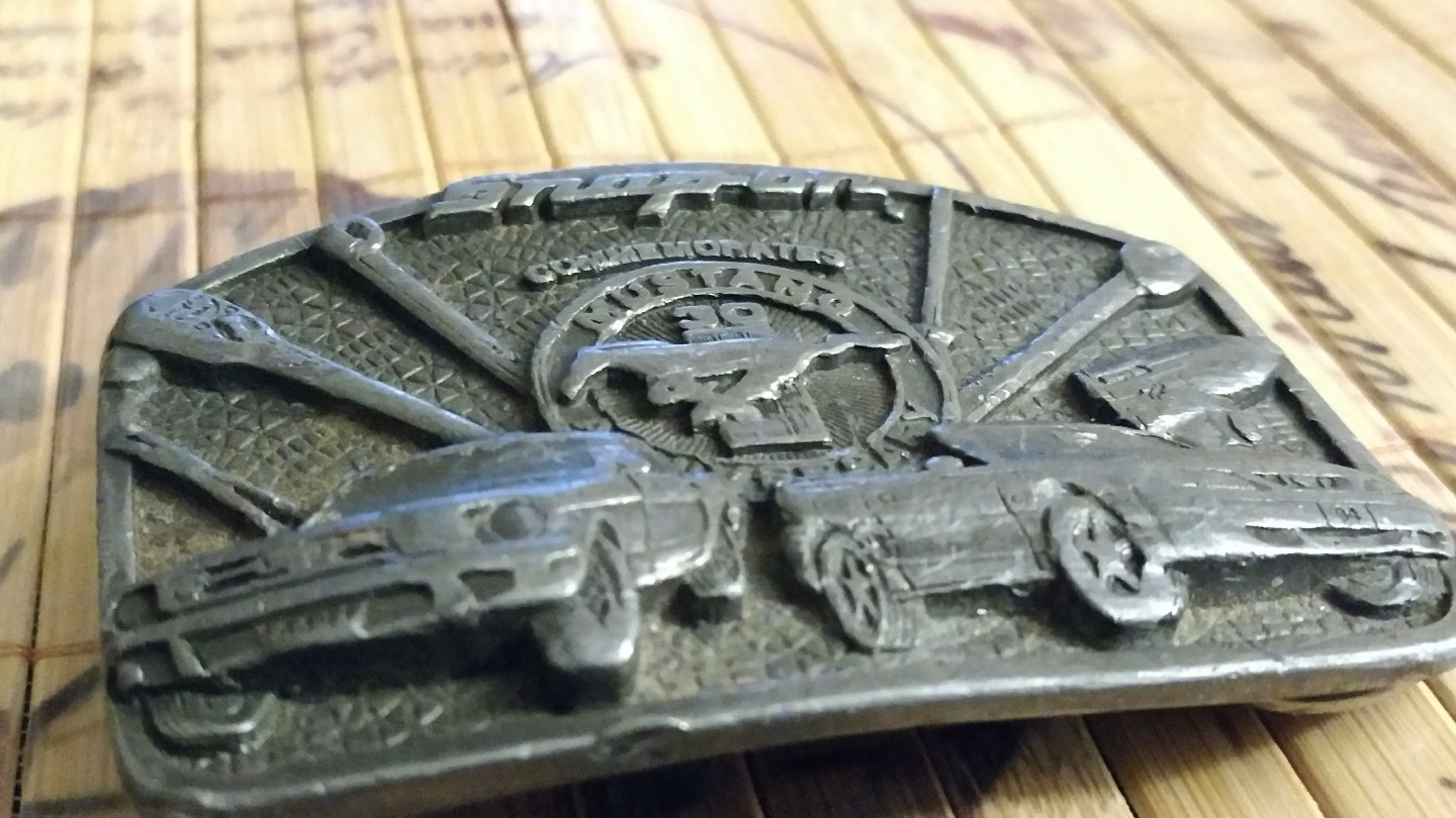 1990s Snap On Pewter Belt Buckle Commemorative 30 Year Ford Mustang SSX1820 USA