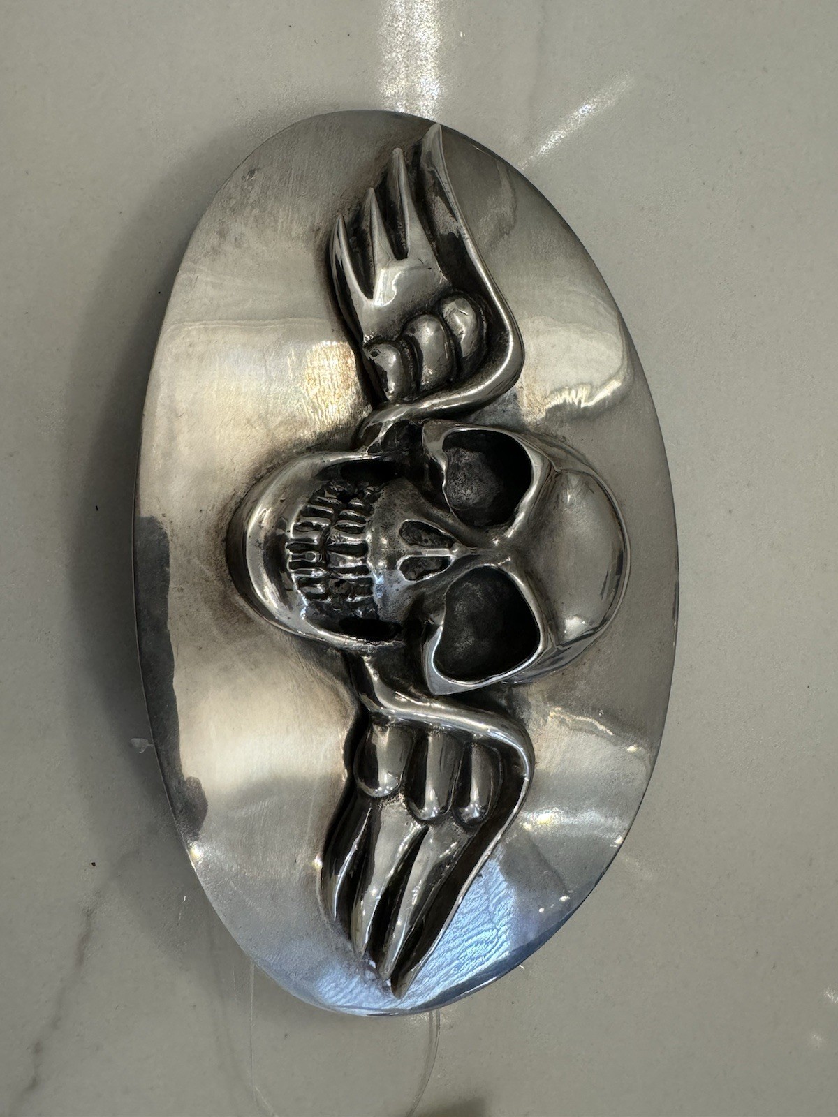 « RARE&Massive 259 grms 5 x 3 » King Baby Studio Sterling Skull Belt Buckle $4000