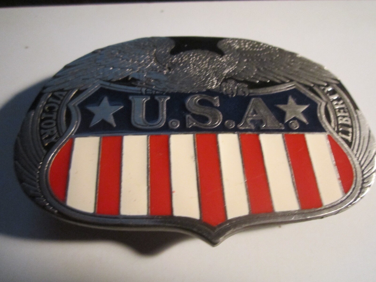 VINTAGE USA STARS AND STRIPES THEME BELT BUCKLE HEAVY GW-20