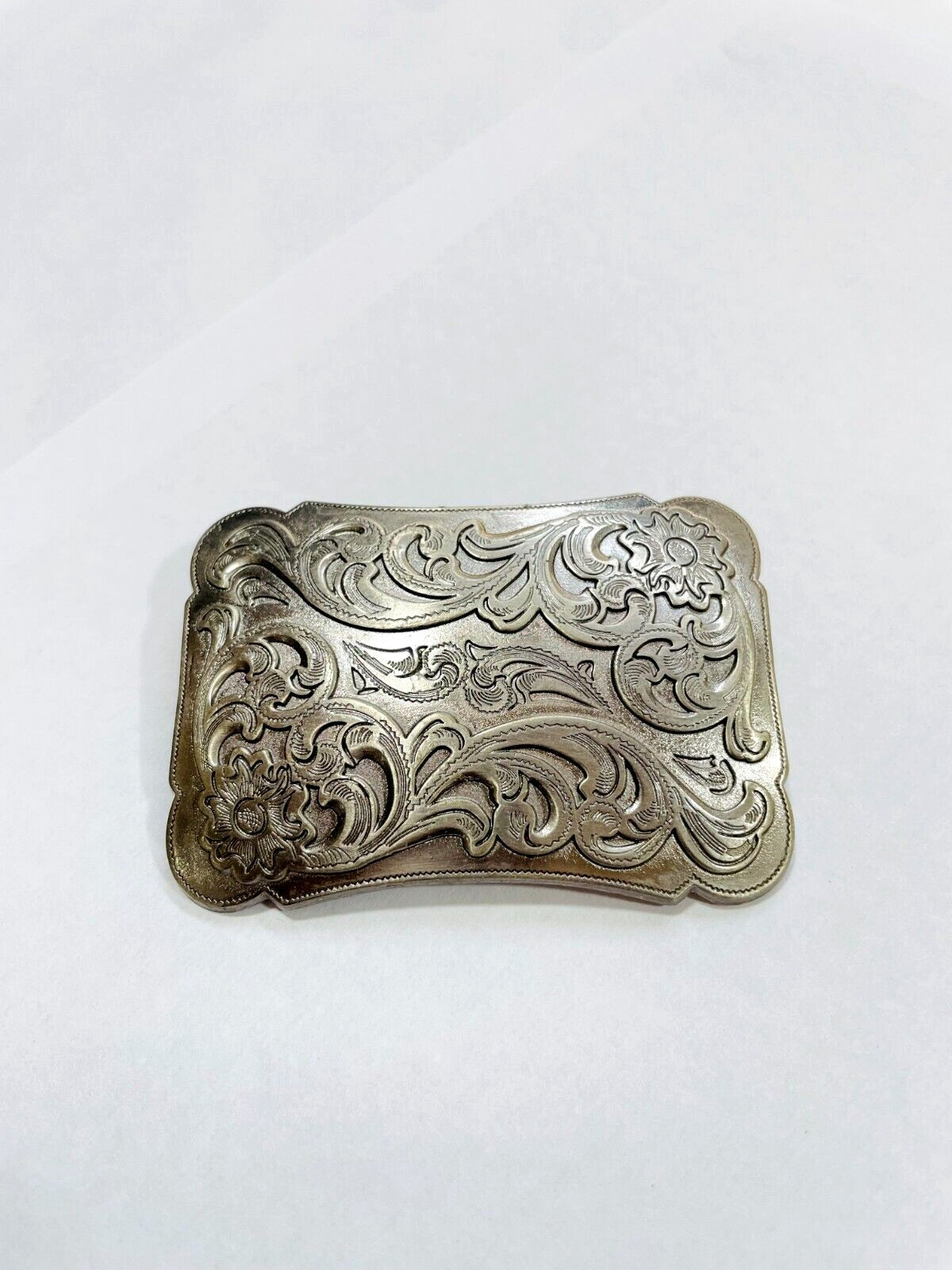 Western Designer Buckle In Silver Antique Color Plate Buckle Unisex Handmade 1.5