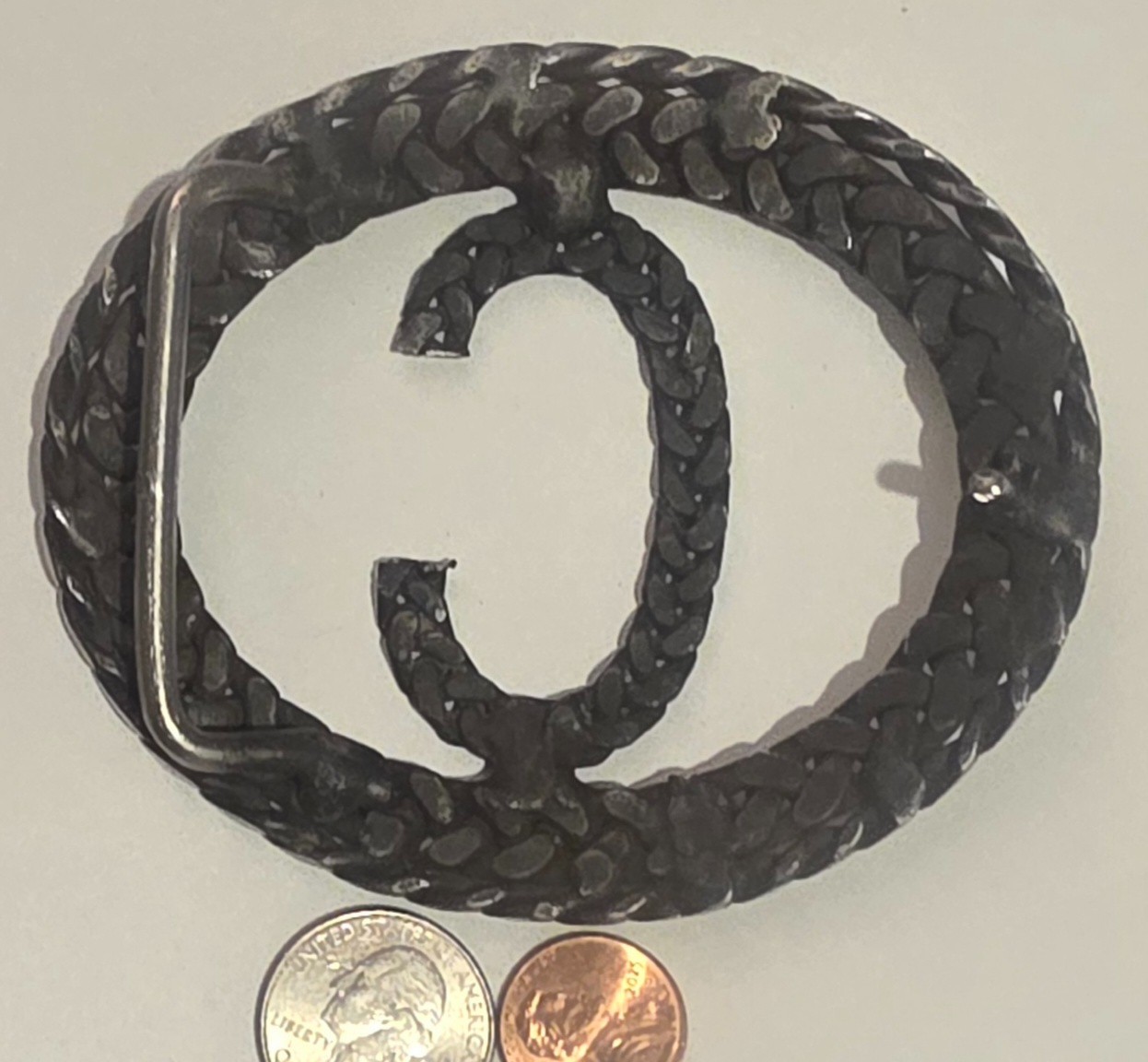Vintage Metal Belt Buckle, Big Size, Nice Letter C, Initial C, Nice Western