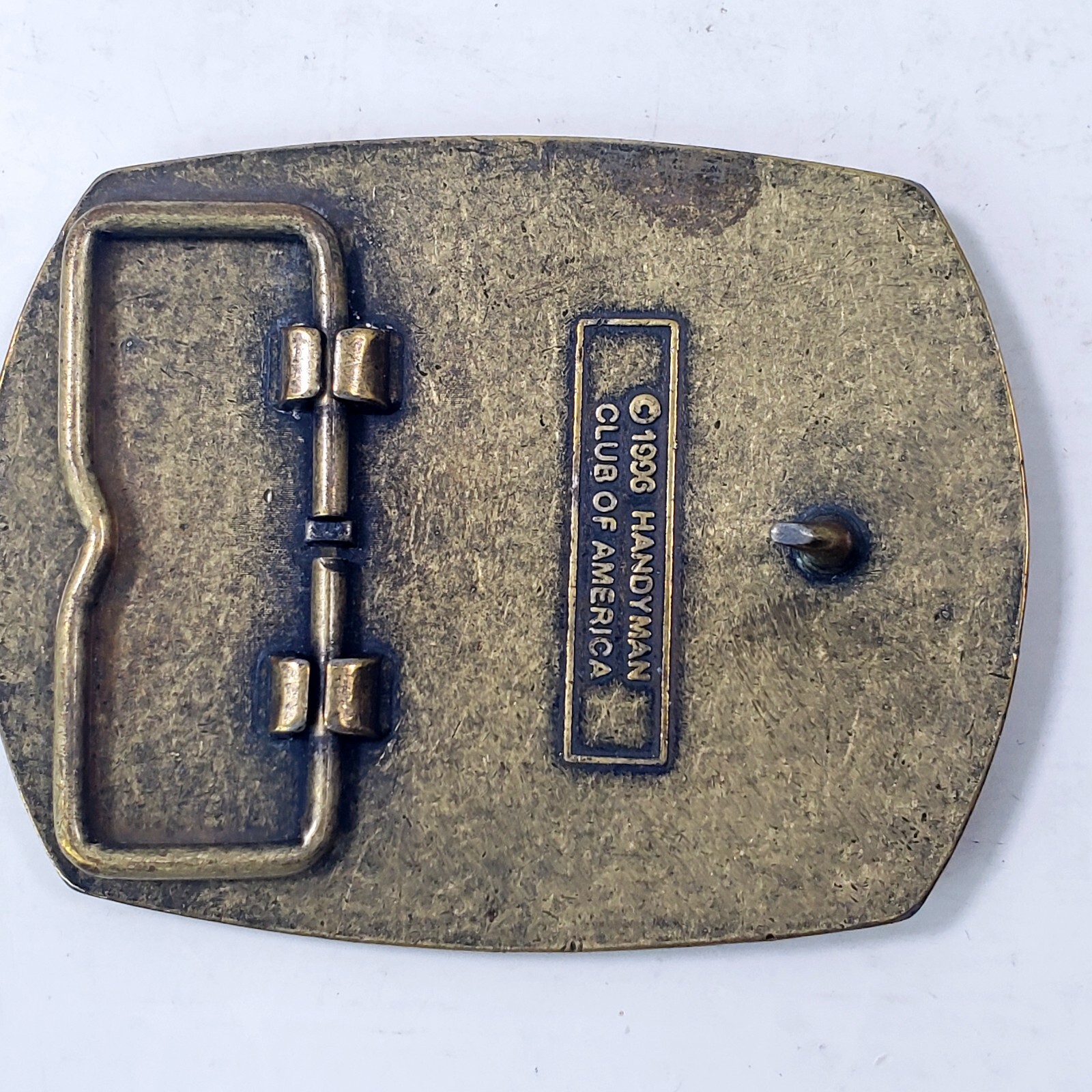 Vintage 90&rsquo;s 1996 Handyman Club Of America Life Member Hammer Logo Belt Buckle