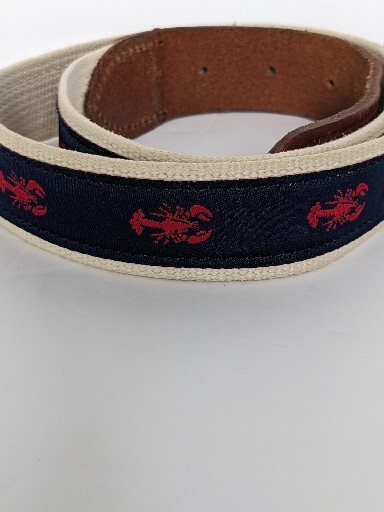 J Crew Mens Belt, Leather +Canvas,Silver Color Buckle, Lobster Design, Size 30
