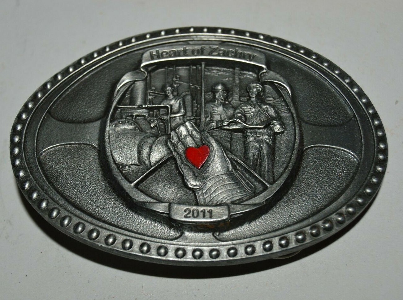 2011 Heart of Zachary Cape Canaveral Energy Center Award Red Heart Belt Buckle