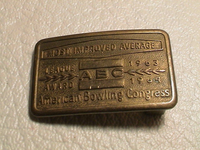 AMERICAN BOWLING CONGRESS IMPROVED AVERAGE AWARD 63-64 PREOWNED BELT BUCKLE
