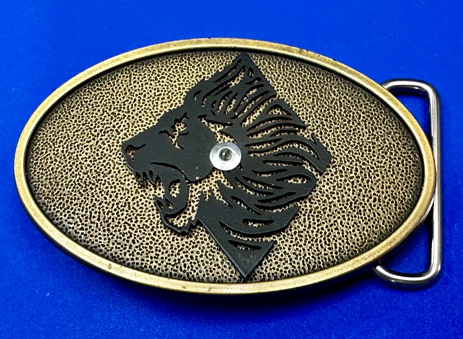 Roaring Lion Tiger Vintage Oval Brass Tone Belt Buckle By Jeans Friend
