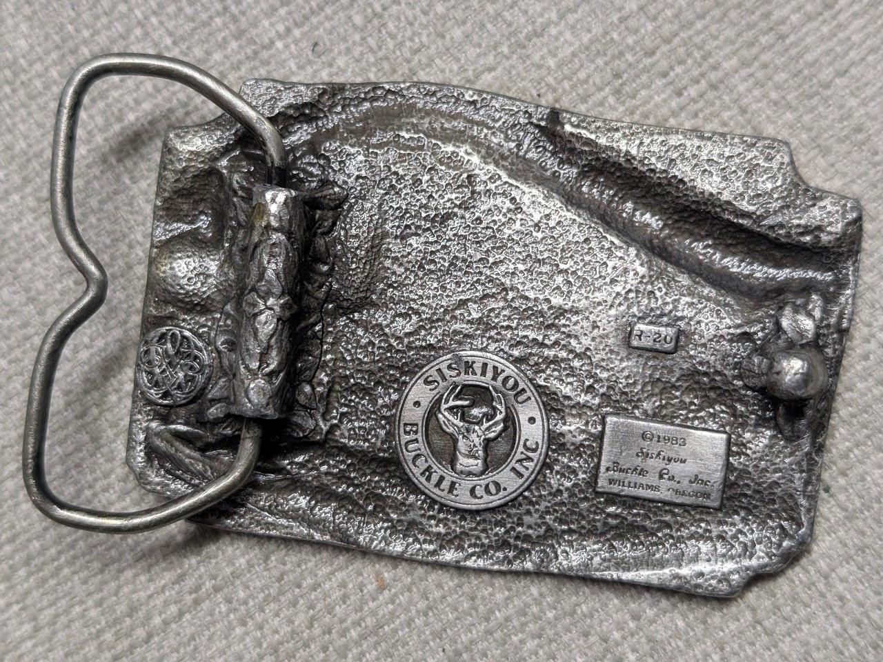 1980s vintage ALASKA belt buckle WESTERN pewter DEER where life if worth living