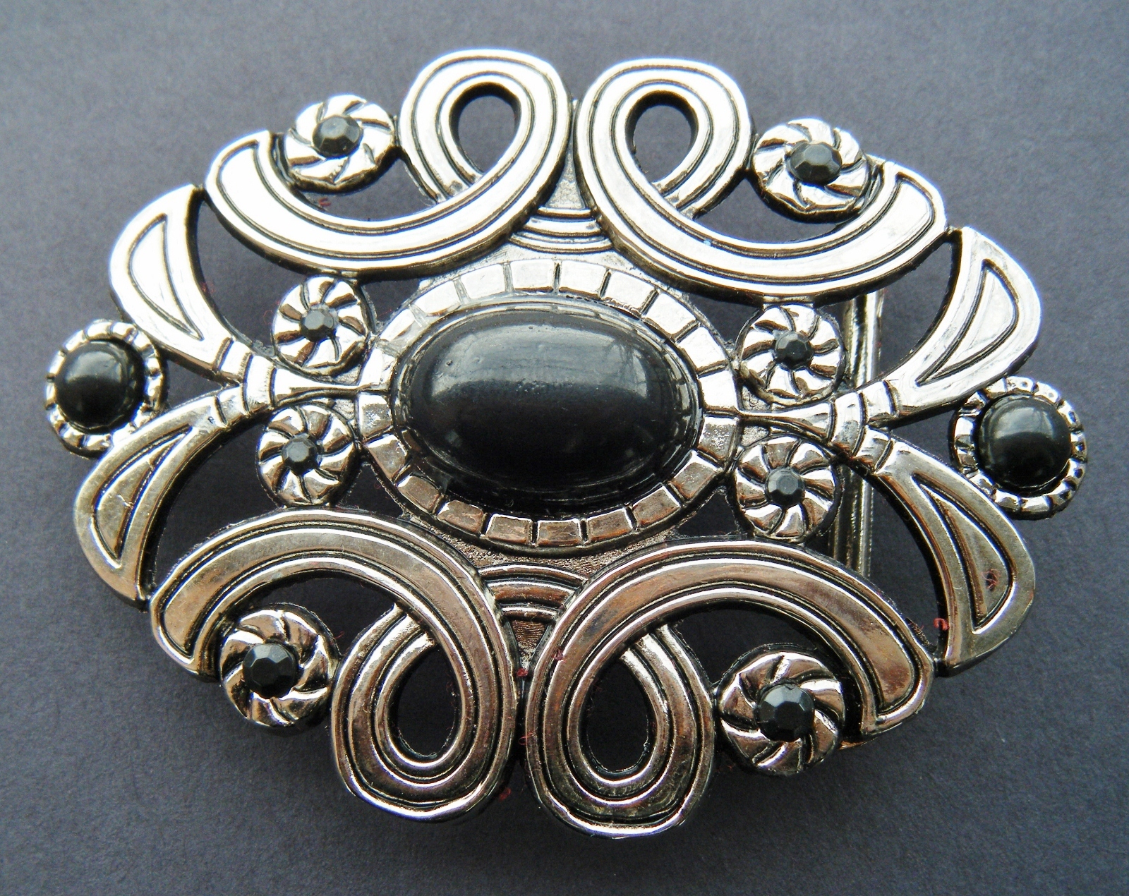 Flower Brooch Belt Buckle Black Flowers Floral Western Boucle de Ceinture