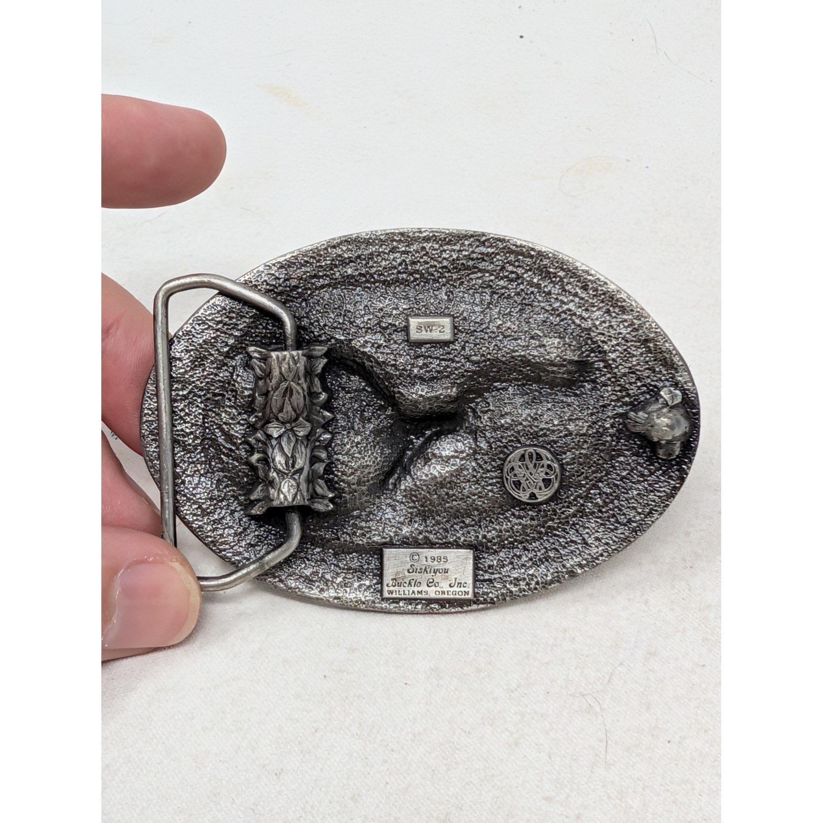 Vintage 1985 Siskiyou Buckle Co Eagle Mountain Pewter Belt Buckle SW-2 Oregon