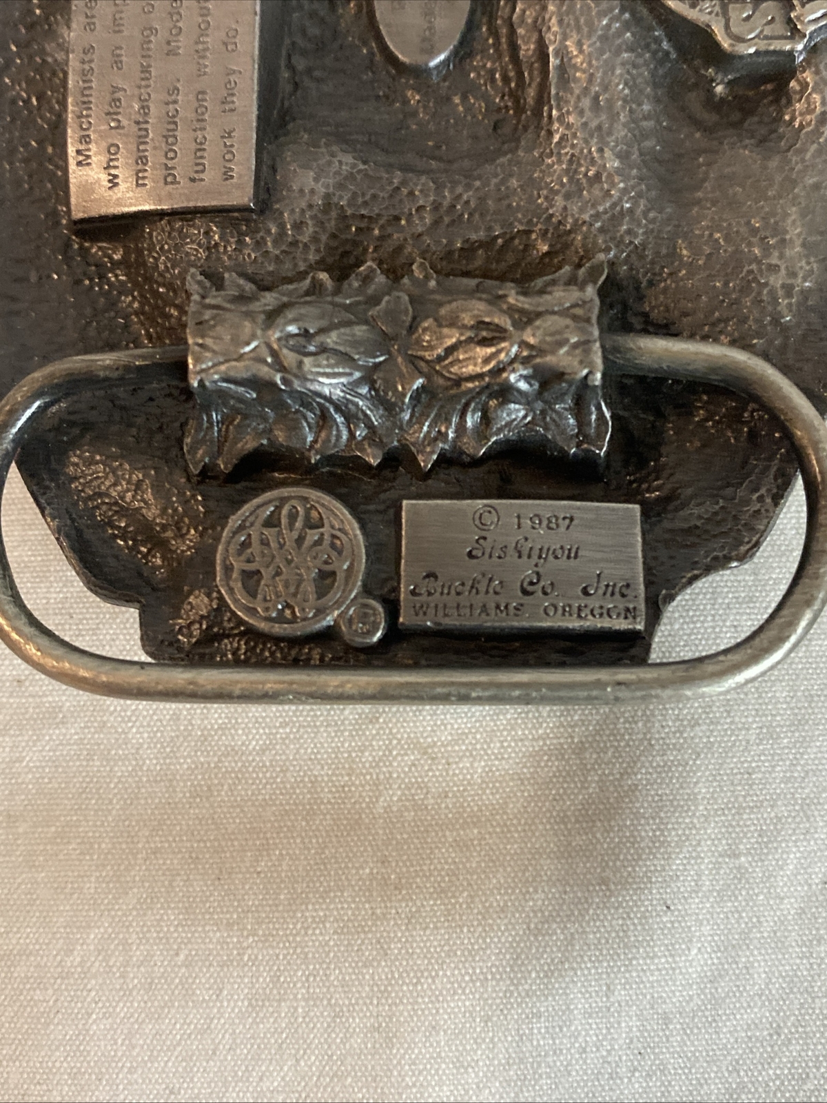 Vintage 1987 Siskiyou Buckle Co Machinist Belt Buckle R-50 Made In USA