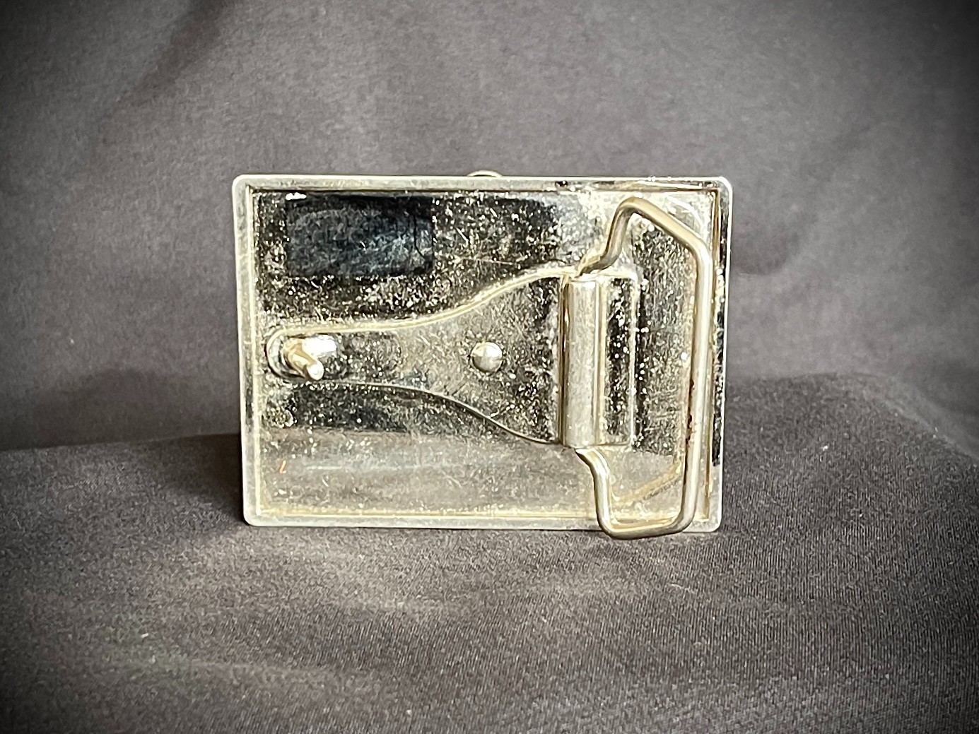 Studded Belt Buckle Leather Inlay Industrial OOAK 2.75&Prime; Darren McNeese