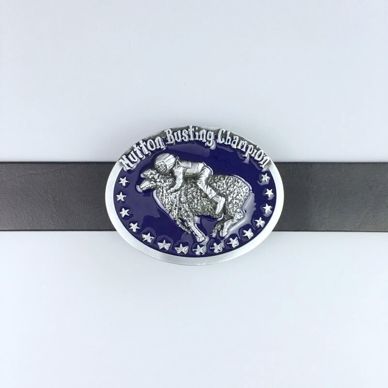 Vintage Blue Enamel Initial Mutton Busting Champion Belt Buckle also US Stock