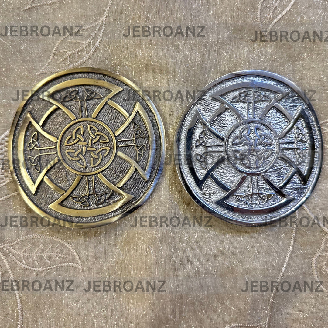 Scottish Round Celtic Knot Kilt Belt Buckle High Quality Chrome/Antique Finish