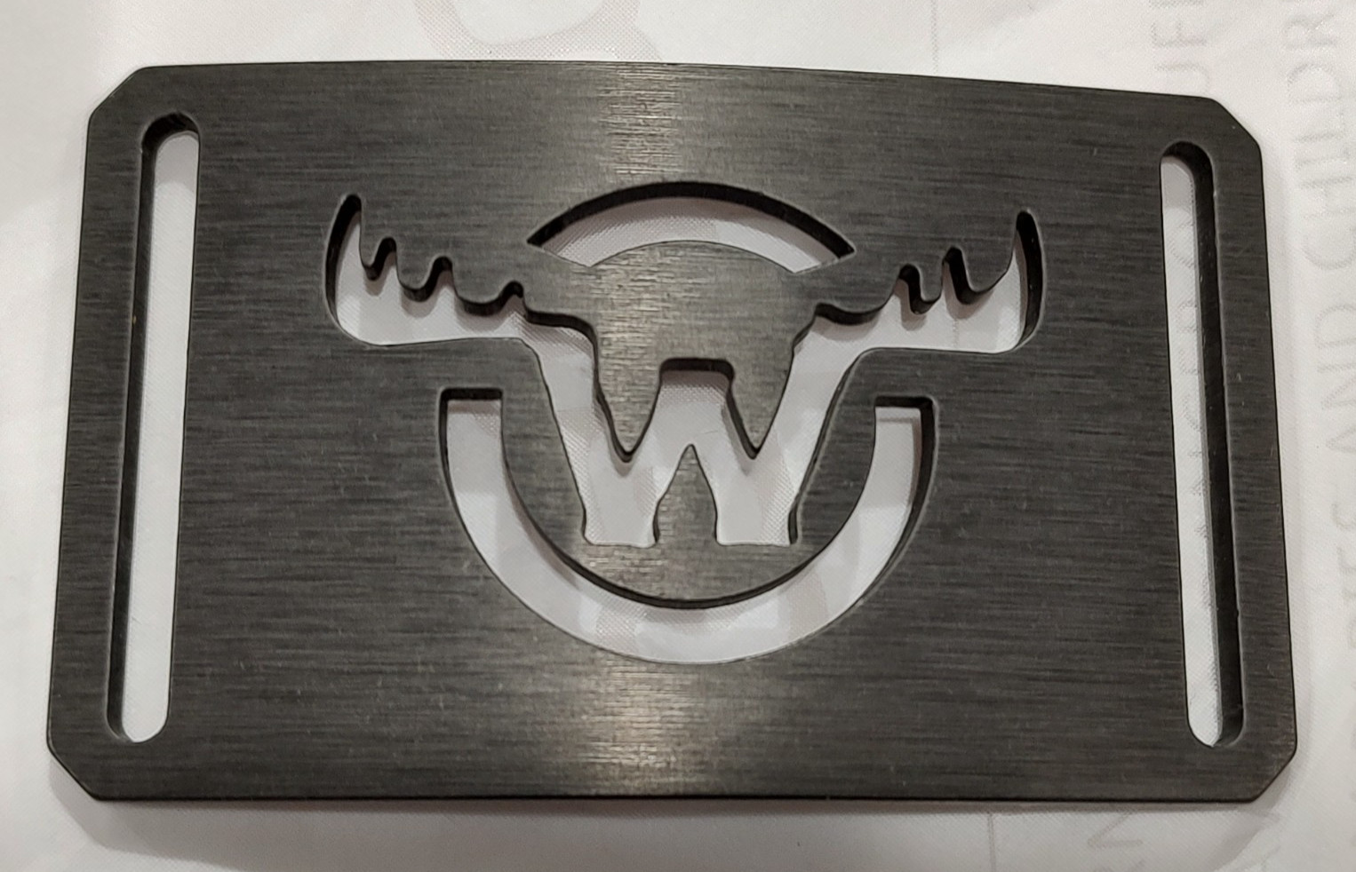 GRIP6 BELT BUCKLE – W and MOOSE / DEER ANTLER – GUNMETAL GRAY – 1.5 INCH WIDE