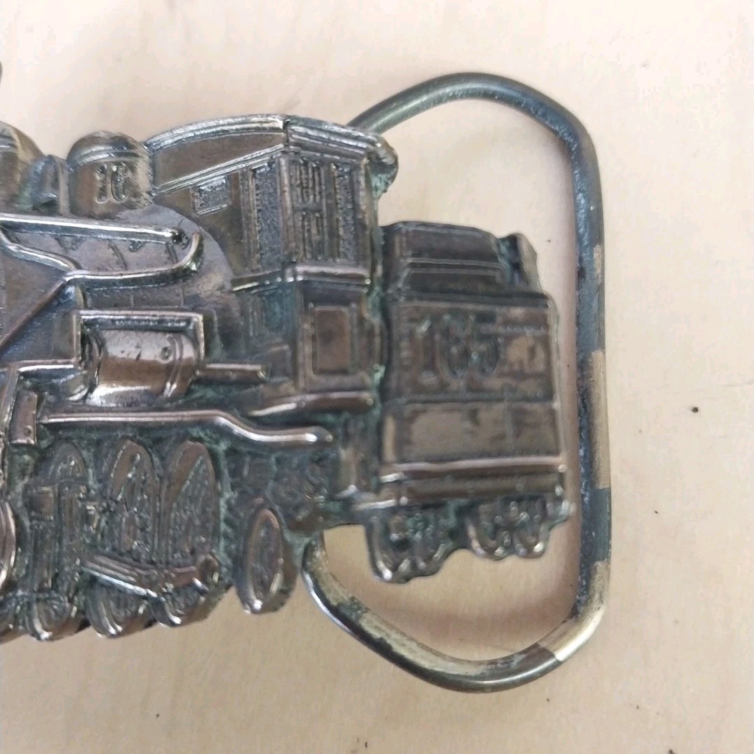 Train Engine Locomotive Belt Buckle Brass Great American Buckle Co Chicago 1981