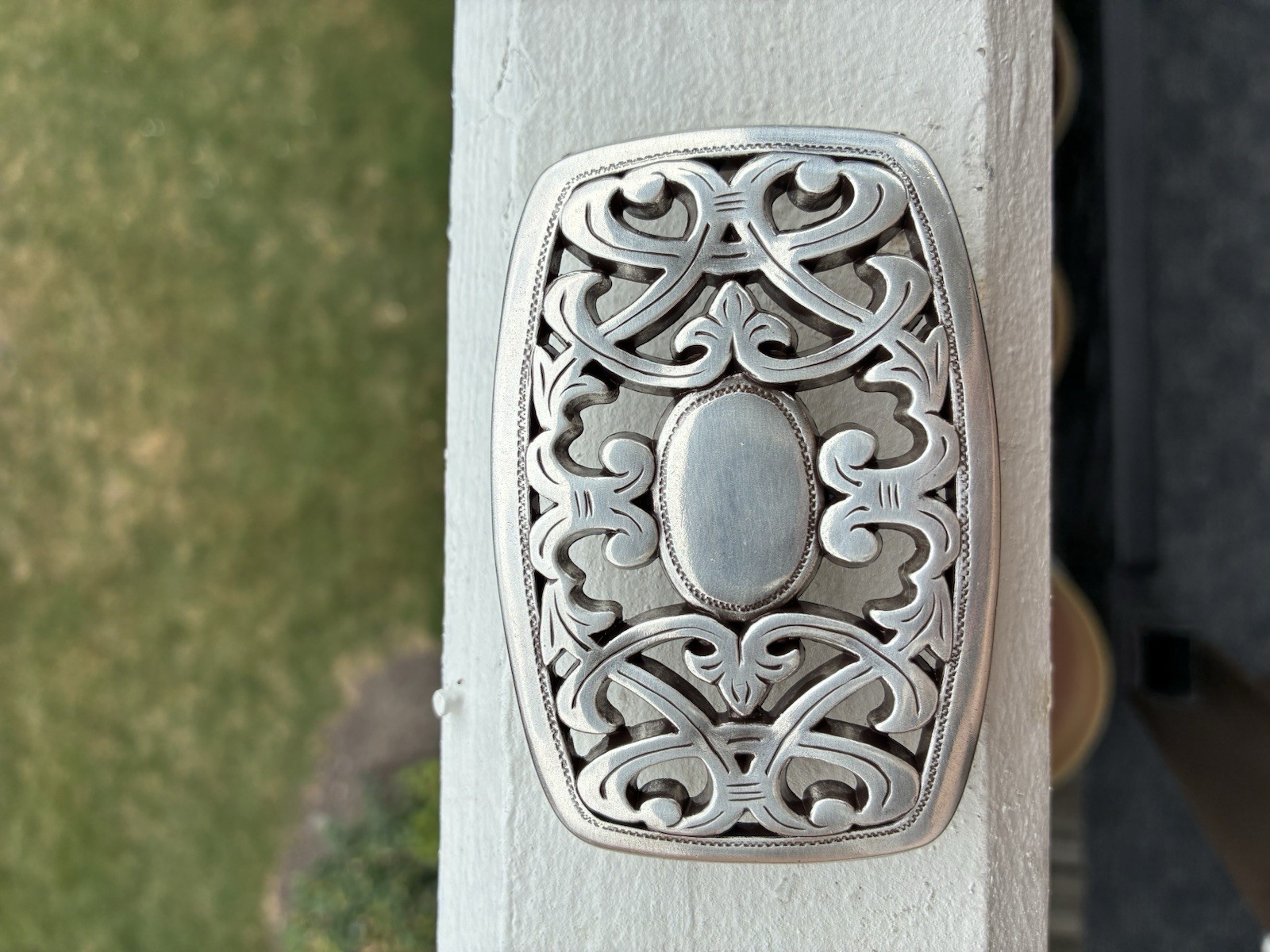 Baroque Filigree Belt Buckle – Antique Silver Finish