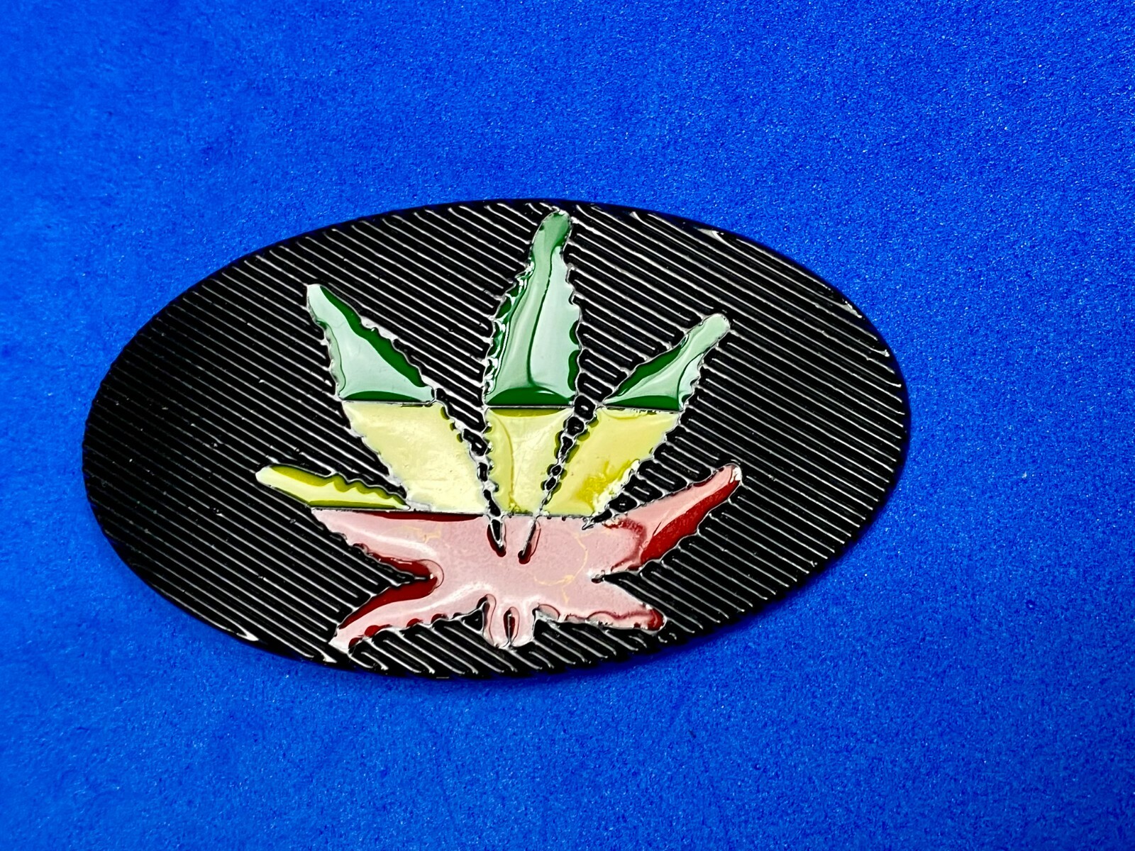 Cannabis Marijuana Pot Leaf Ganga Rasta Green Yellow Red Colors Belt Buckle