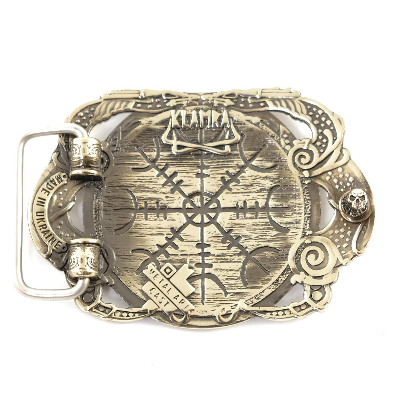 Helm of Awe german silver belt buckle, Viking Helm of Terror Scandinavian Pagan