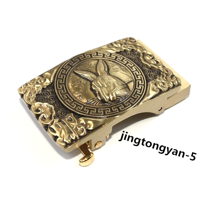 Solid Brass « Rabbit » Belt Buckle Automatic Belt Buckles Fits For 35mm Wide Belt