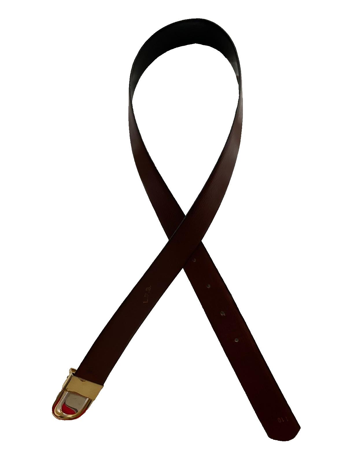 Vintage L.F.B. Reversible Leather Belt Brown & Black Leather Size 110 42&Prime; Long