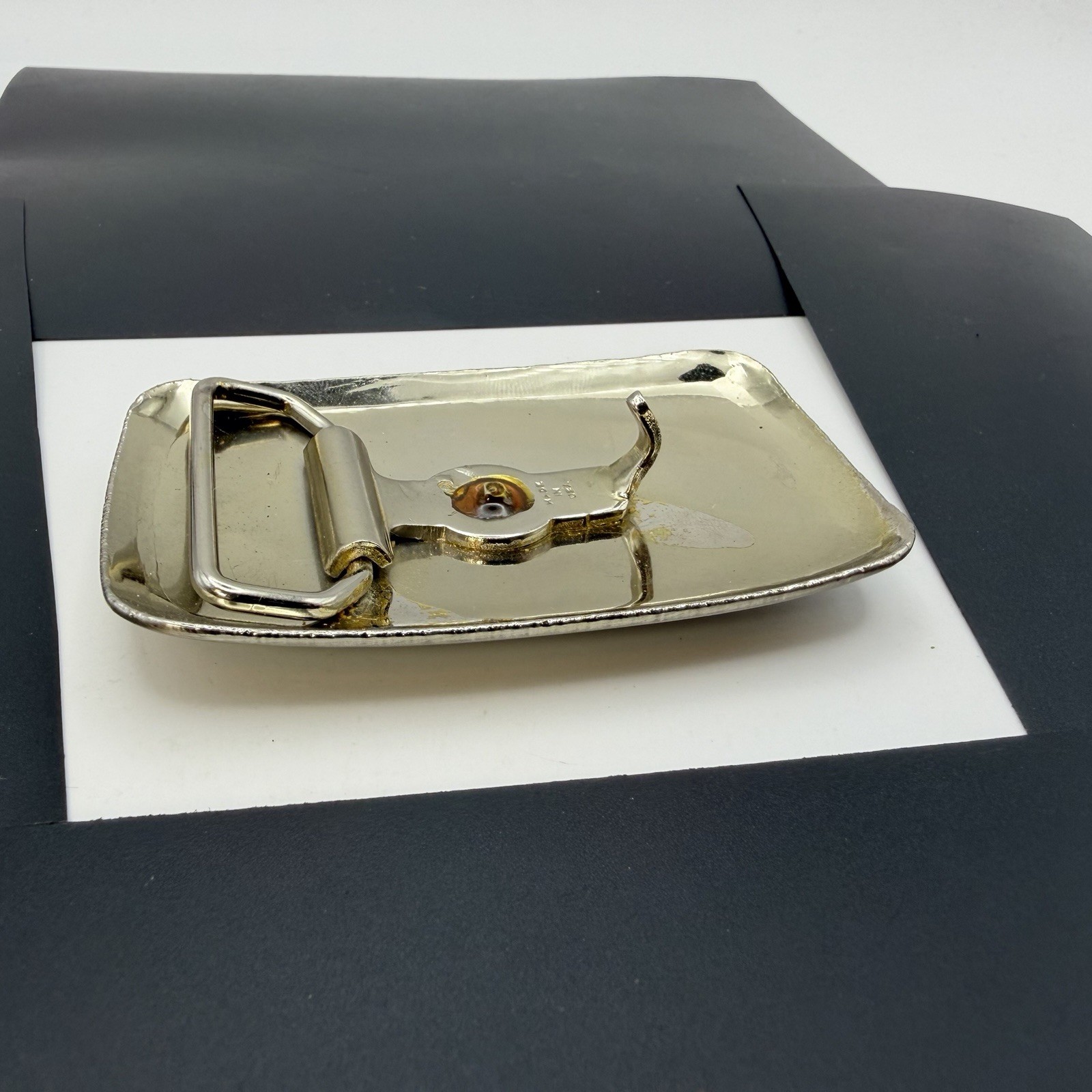 Vtg Waste Management Truck Belt Buckle Silver Tone Vintage Made in USA 3.25&Prime;x2&Prime;