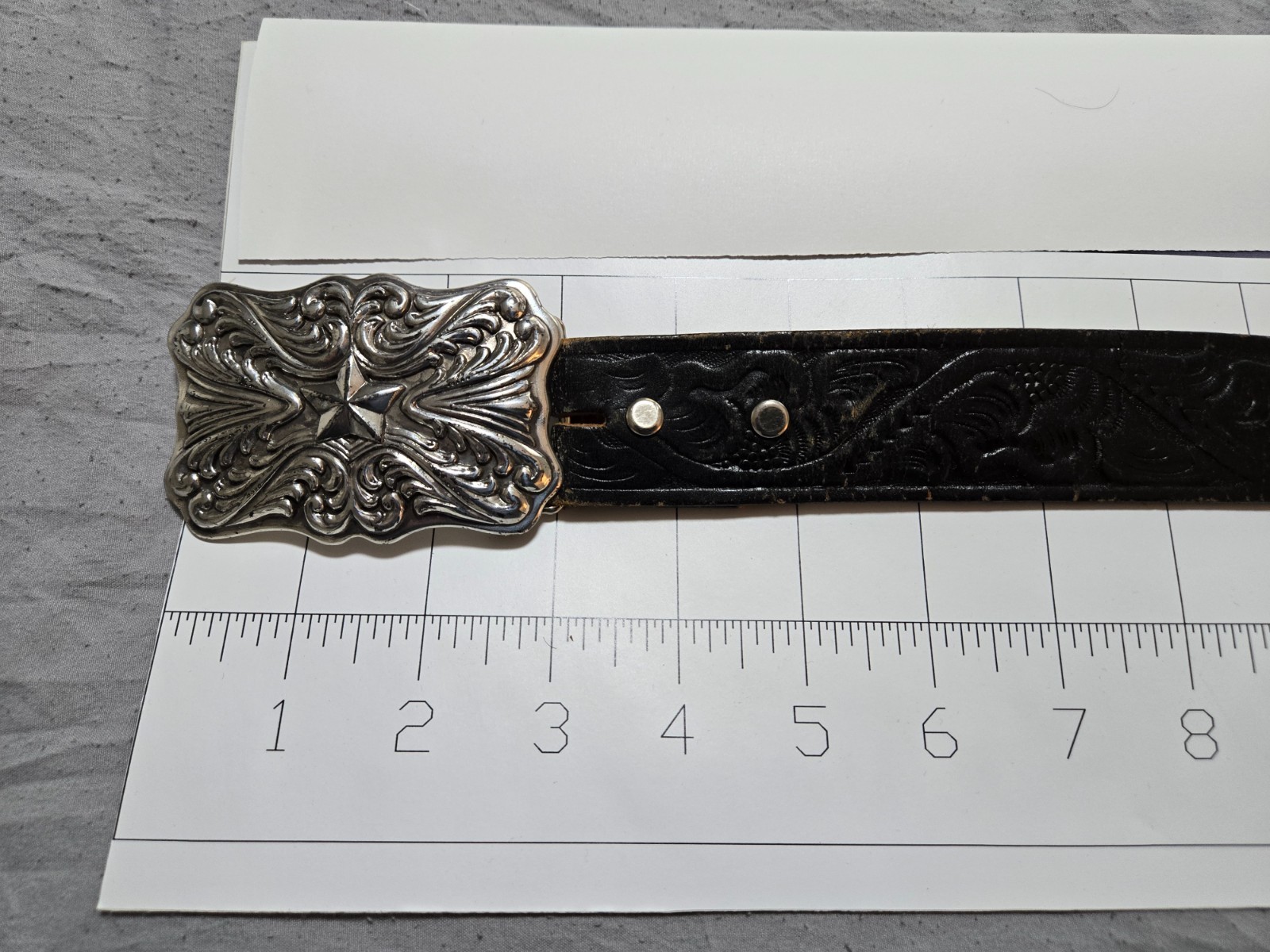Ivan Taiwan Lone Star Belt Buckle with Size 34 Steerhide Belt 1.5” Wide