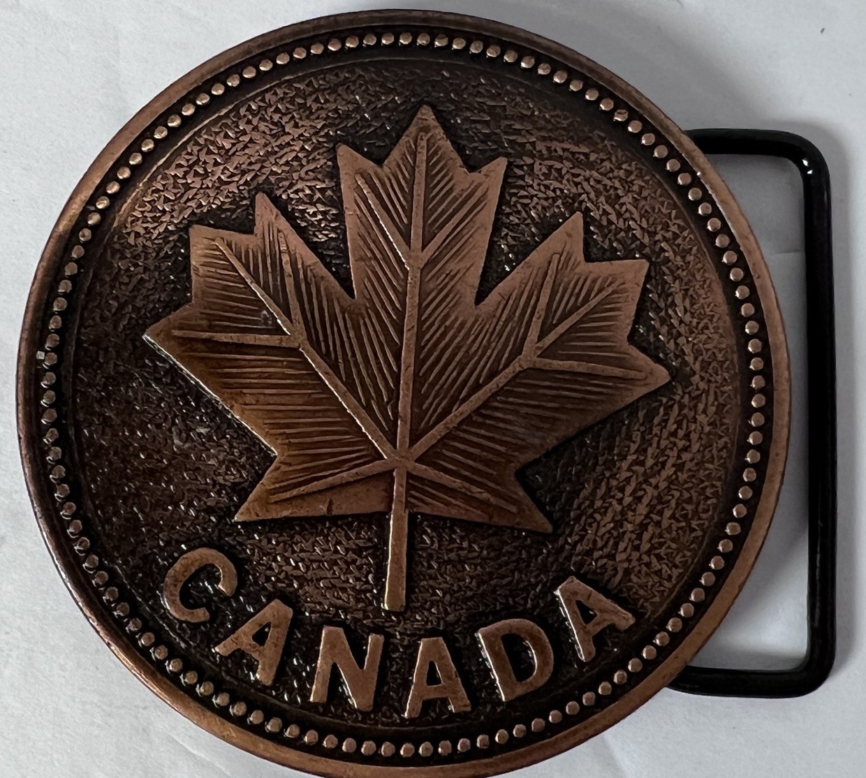 Maple Leaf Canada Round Belt Buckle Buckle Copper Metal 2.5”