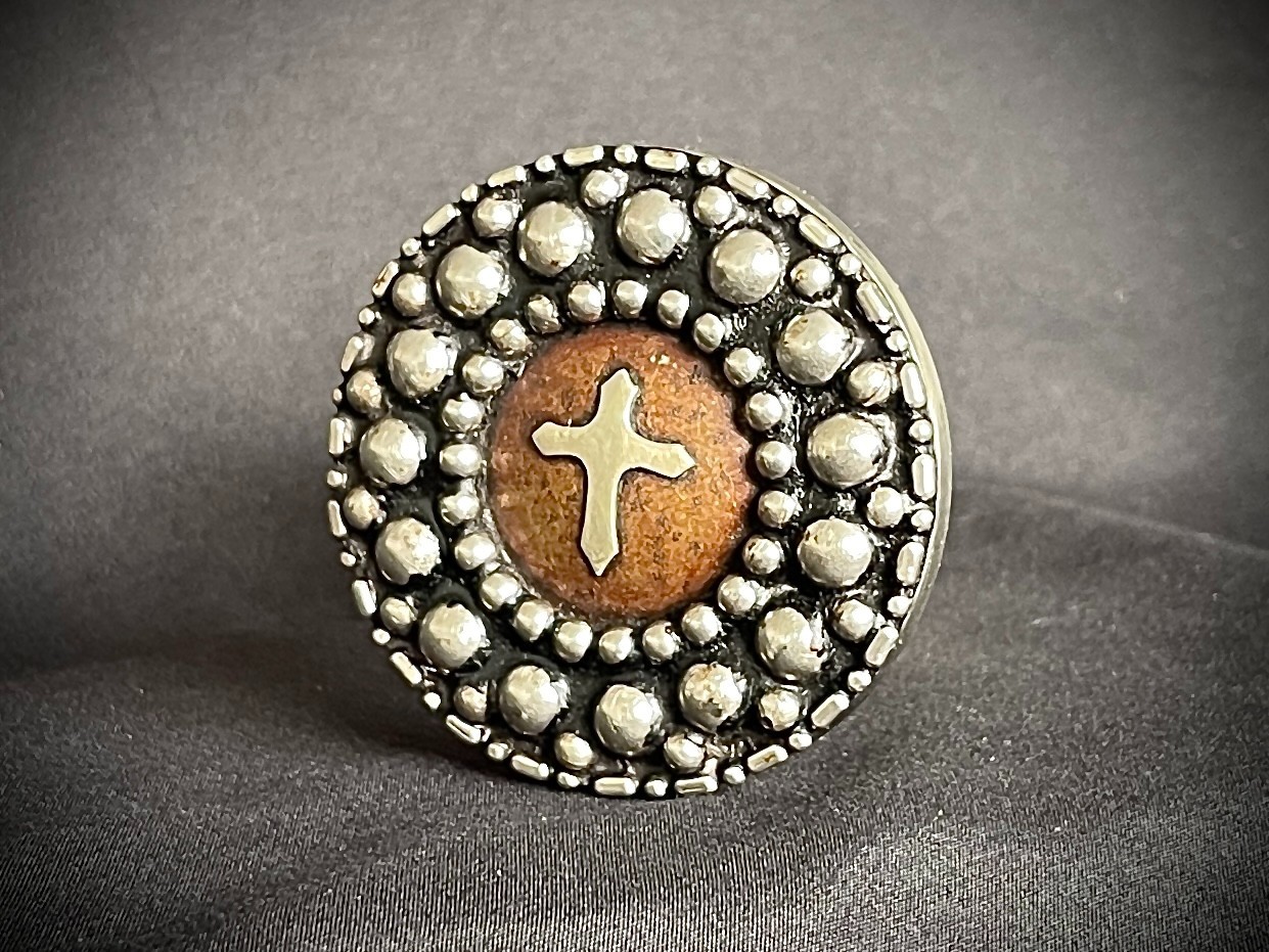 Handmade Round Cross Belt Buckle Gothic Rock Metal Darren McNeese