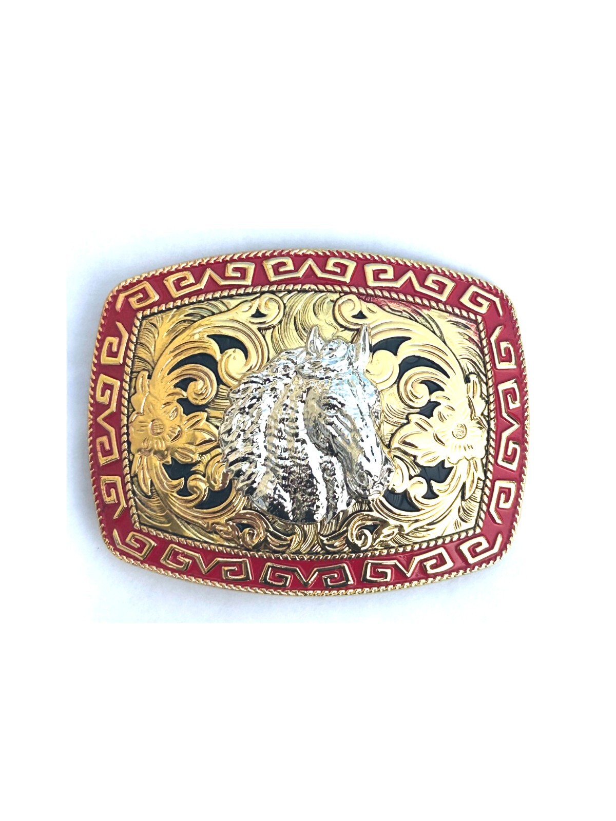 Western Buckle Gold Silver Red Horse Head Buckle Cowboy 2 » Hebillas Vaqueras