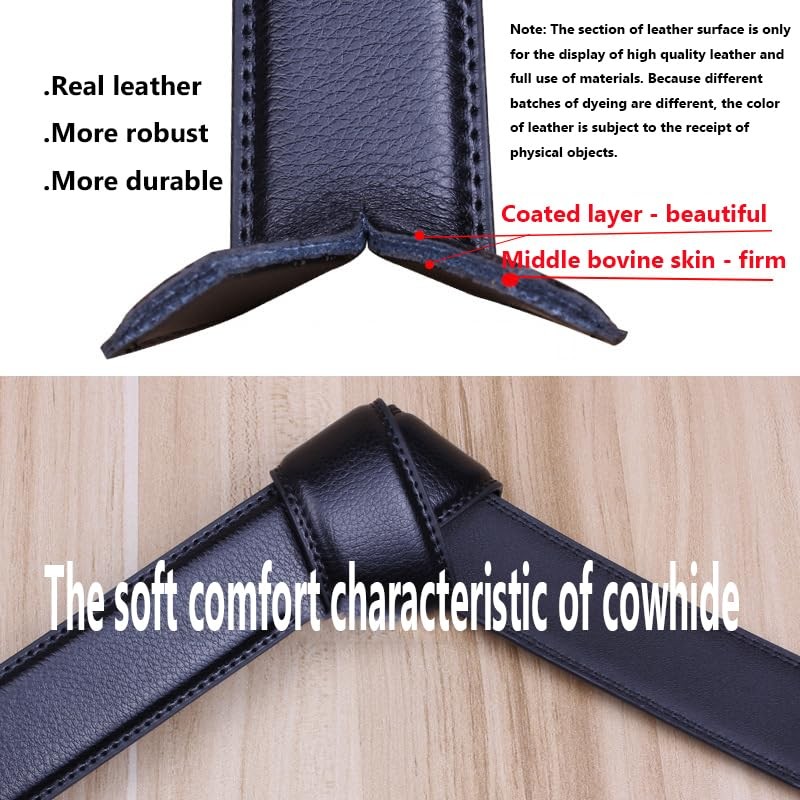 THS Leather Ratchet Belt for Men – Automatic Click Buckle, 36-40, Brown