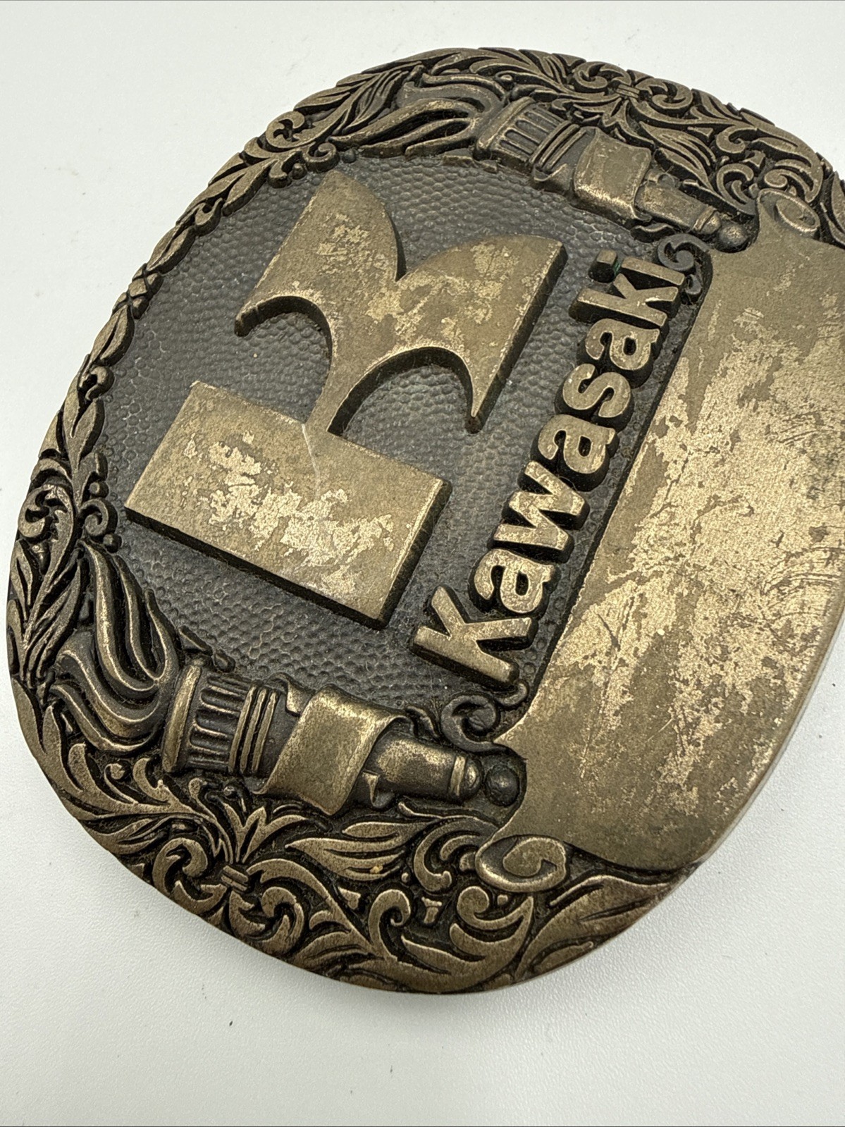 Vintage Kawasaki Solid Brass Belt buckle