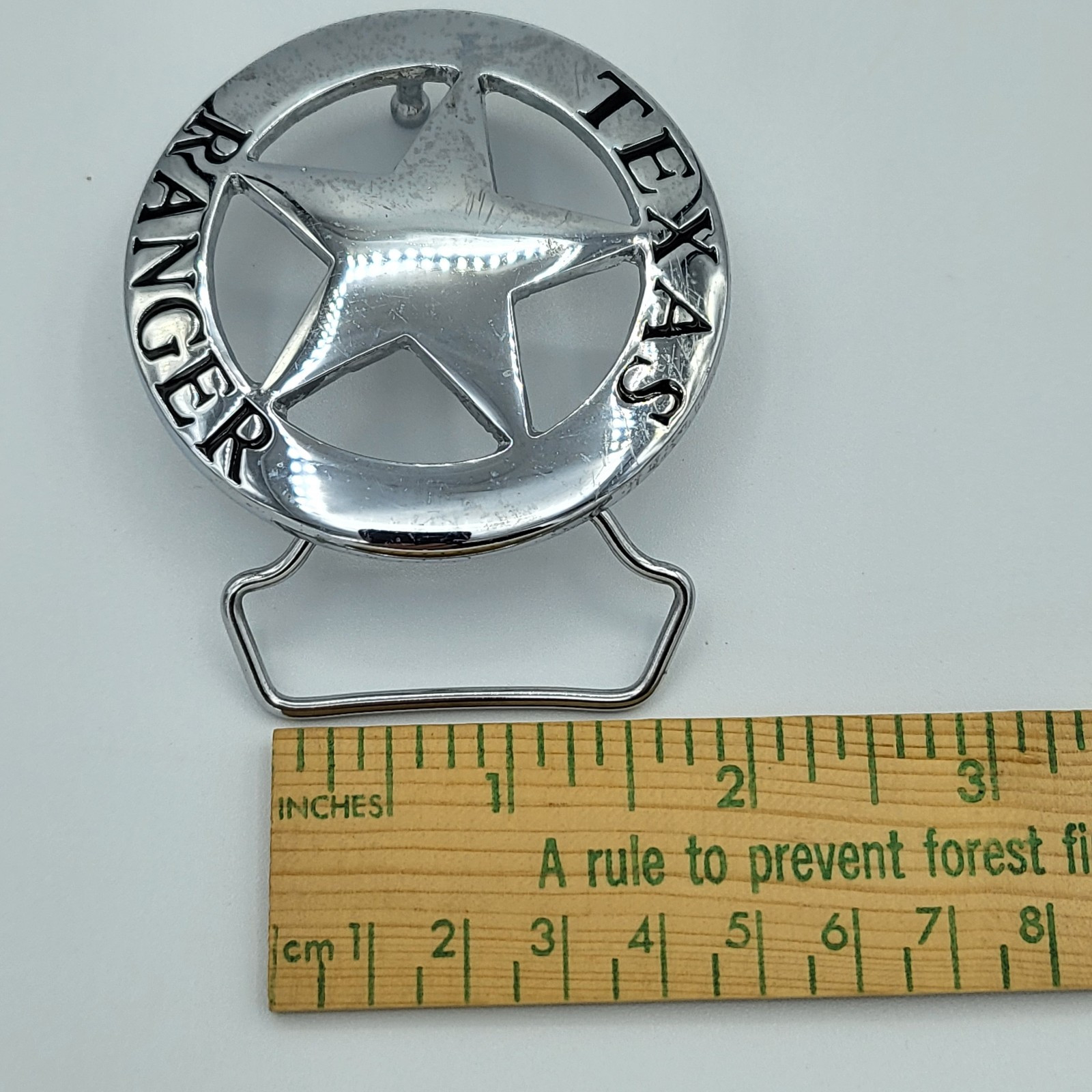 2.5&Prime; Silver Texas Ranger Badge Belt Buckle round Don&rsquo;t Mess with Texas
