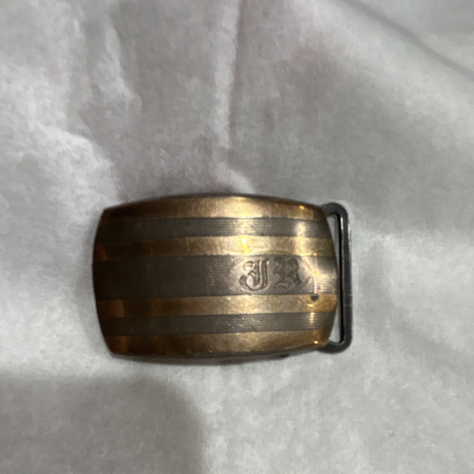Metal Clip Belt Buckle Monogram Initials JB Two-Tone Silver Gold nickle silver