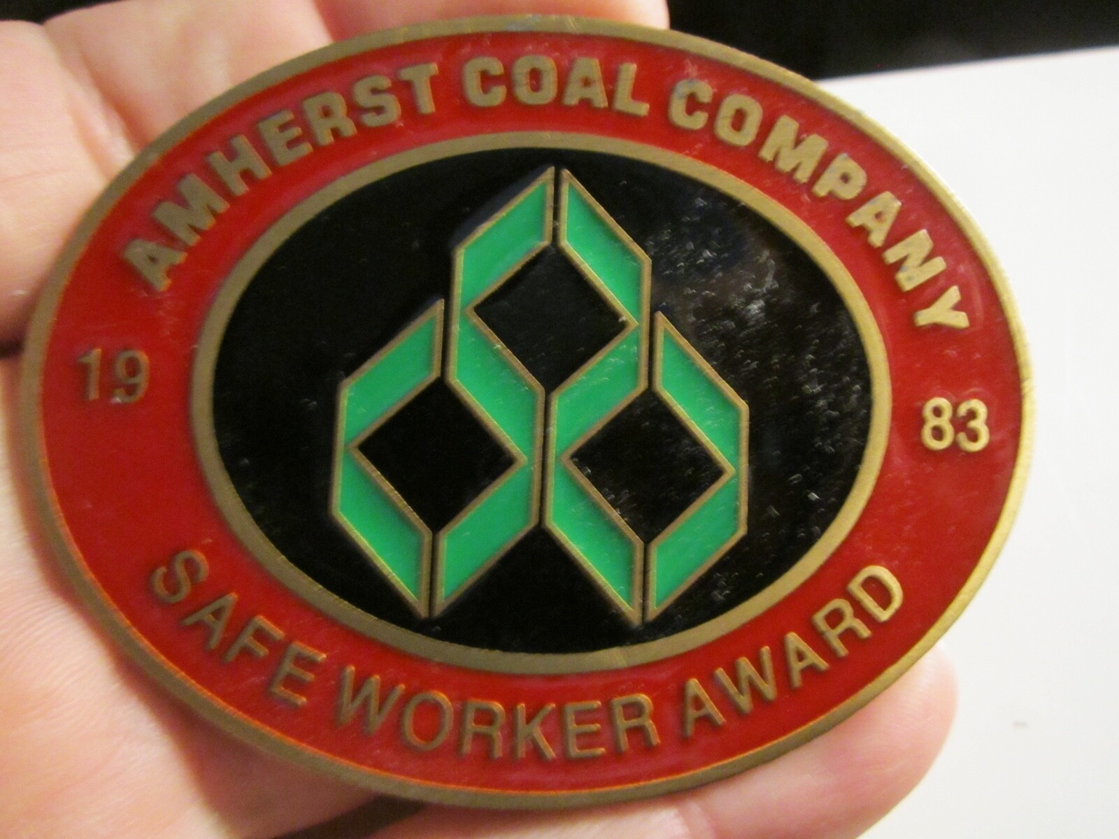 1983 AMHERST COAL COMPANY SAFE WORKER AWARD BELT BUCKLE BBA-7