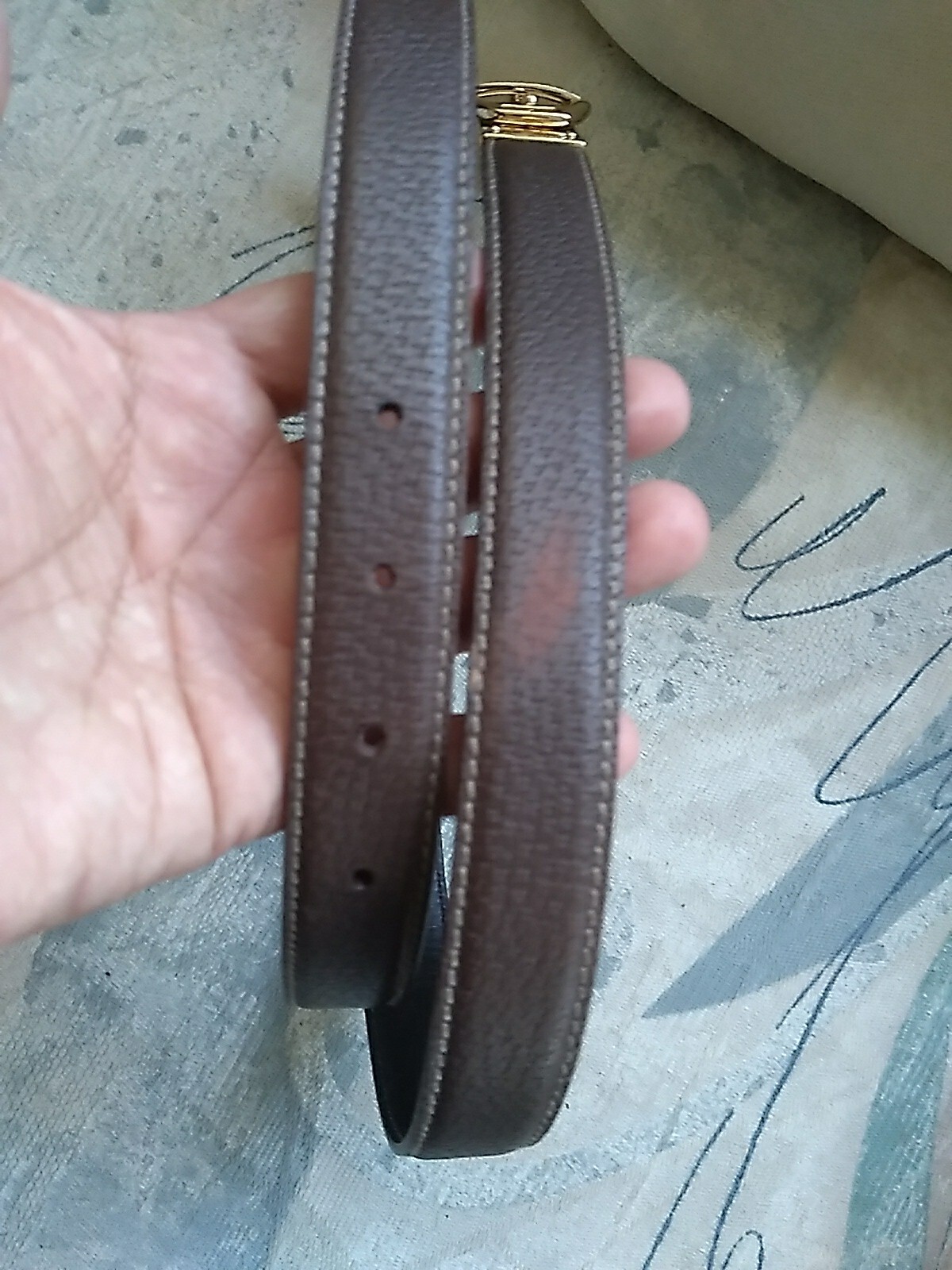 Authentic GUCCI 146440.489199.85.34 Patent Enamel Brown Leather Gold Buckle