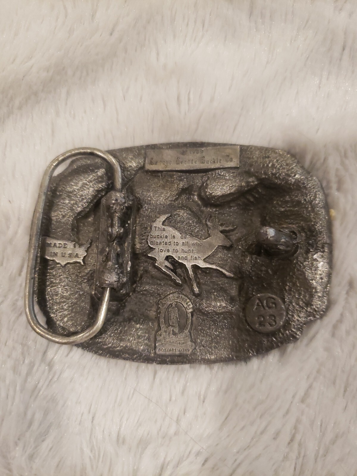 Vintage 1989 Arroyo Grande Buckle Co. AG23 AMERICAN SPORTSMAN Excellent