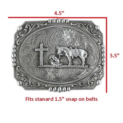 Belt Buckle Western Praying Cowboy Cross Horse Rodeo Men&rsquo;s Women&rsquo;s Unisex