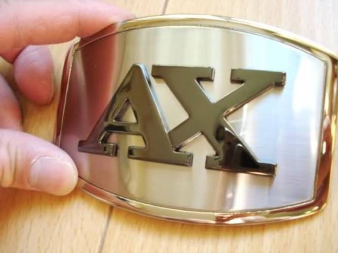 AX Design Black Color Logo Shinning Silver Belt Buckle