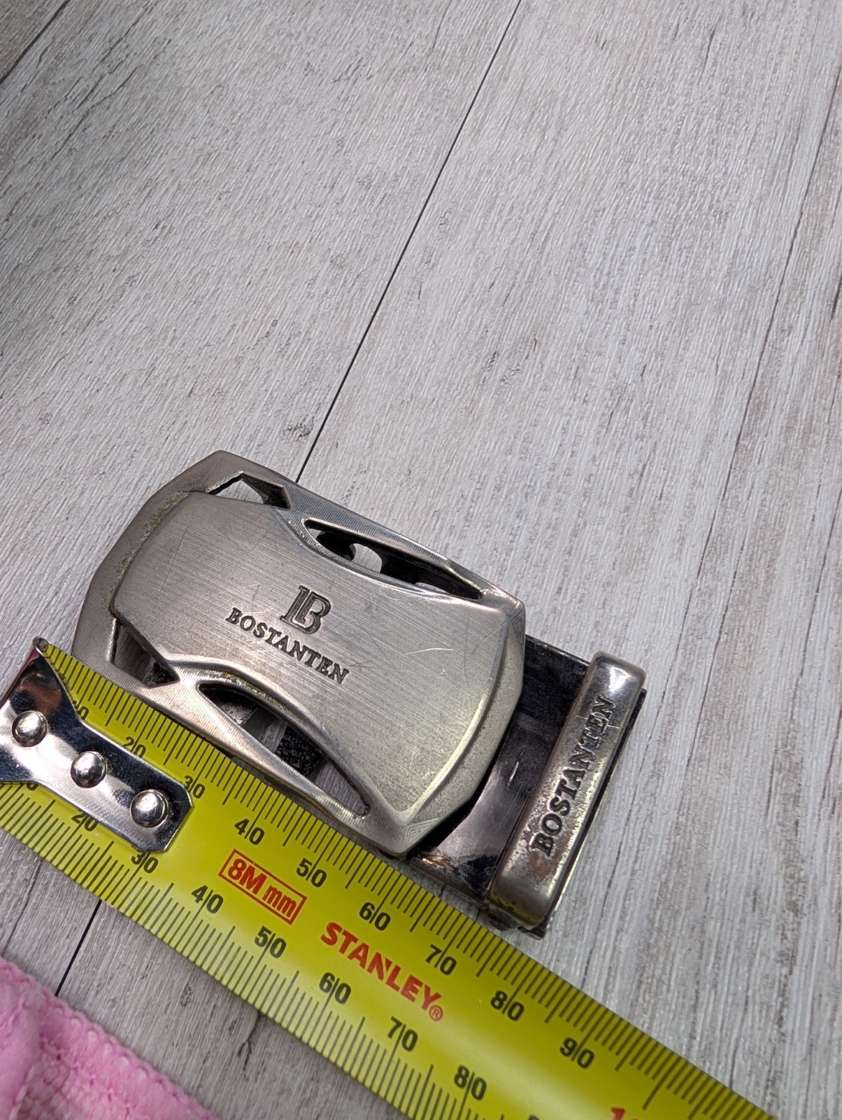 BOSTANTEN Ratchet Belt Buckle Automatic Lock Silver Tone Heavy Duty Metal