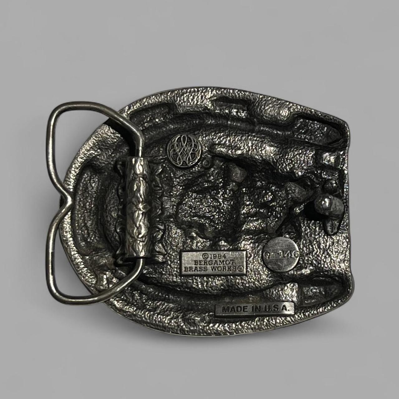 Vintage 1984 Bergamot Brass Works Horseshoe Western Cowboy Retro Belt Buckle