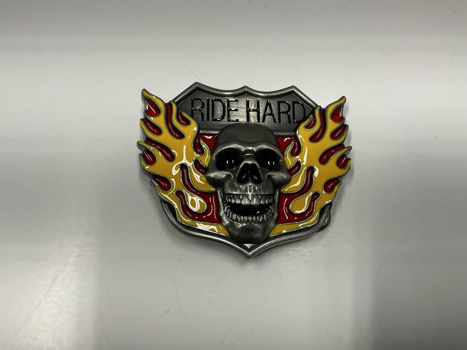 Pewter Belt Buckle Flaming Skull V-Twins Motorcycle Biker Lady Bradford Exchange