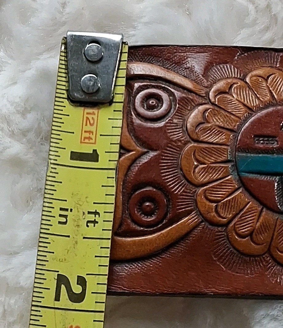 vintage NATIVE AMERICAN belt buckle TOOLED handcrafted WESTERN leather INDIAN