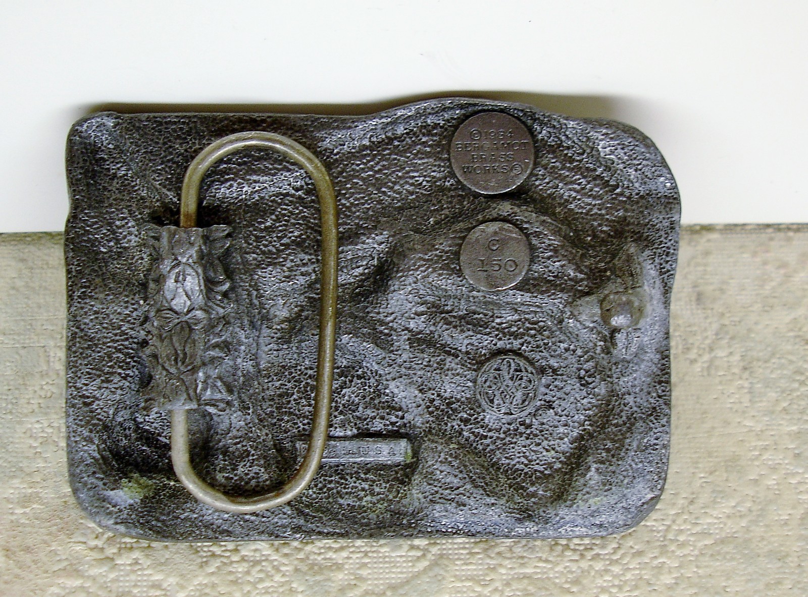 Vintage 1984 Bergamot Brass Works Country Music Belt Buckle Two Guitars VgC