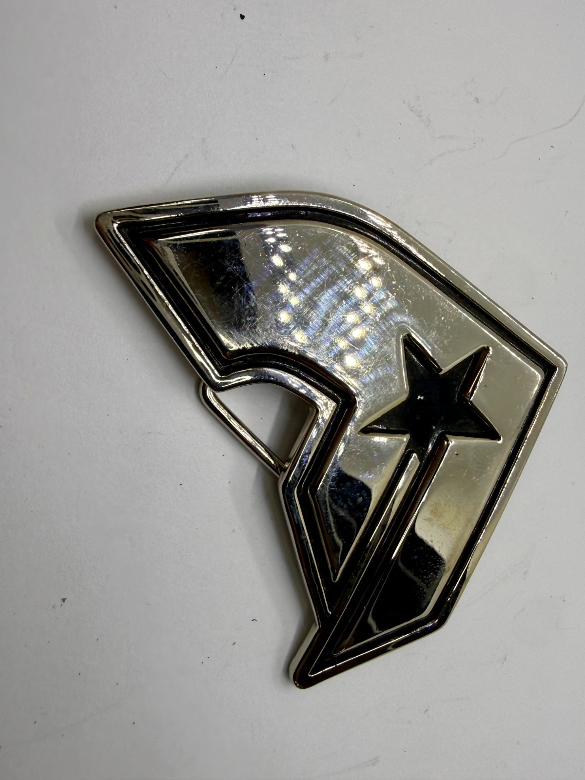 Famous Stars & Straps Silver Black Star Logo Metal Y2K Belt Buckle