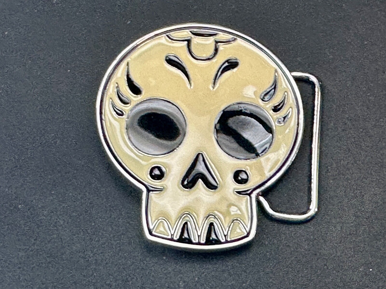 White Skull Mexican Katrina Dia De Muertos Day Of The Dead Cutout Belt Buckle