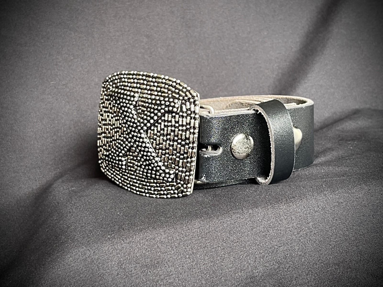 Gothic Punk Studded “X” Wearable Art Buckle & Belt Set – Darren McNeese